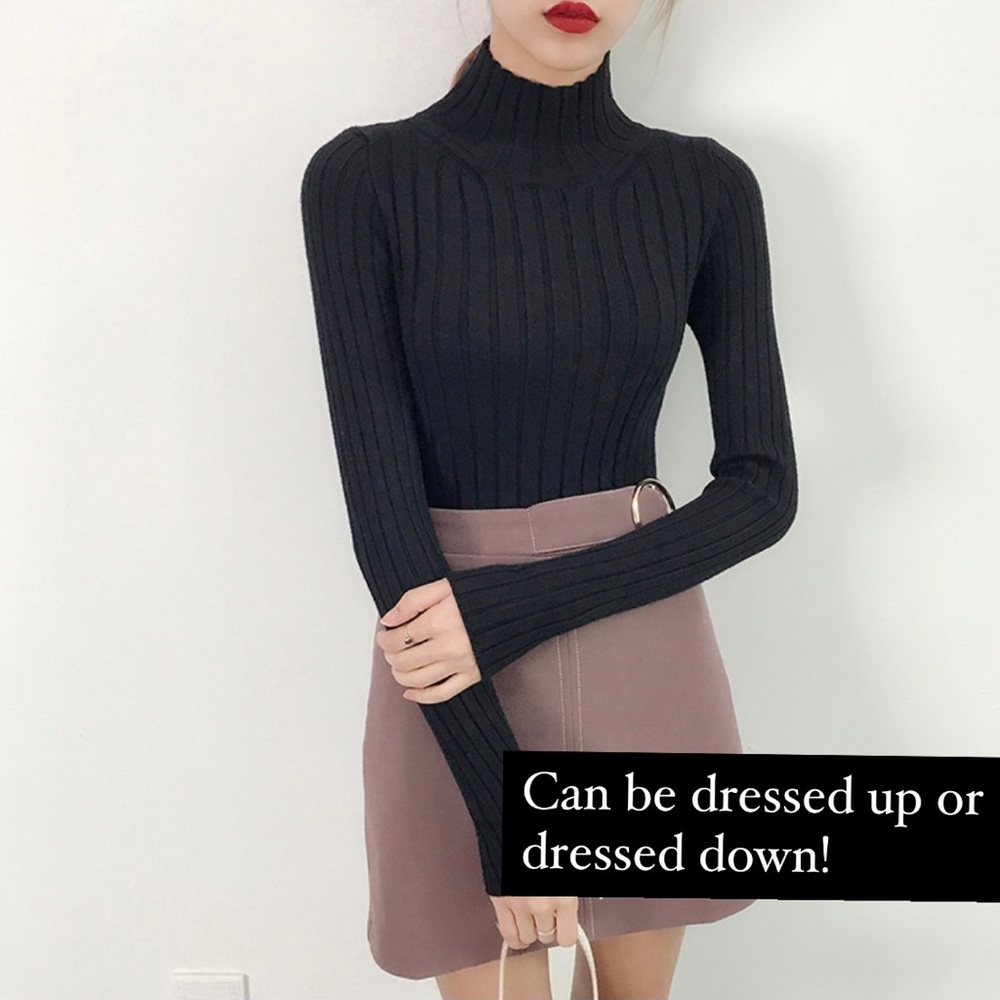Black Knit Long Sleeve Turtleneck - Picture 2 of 5
